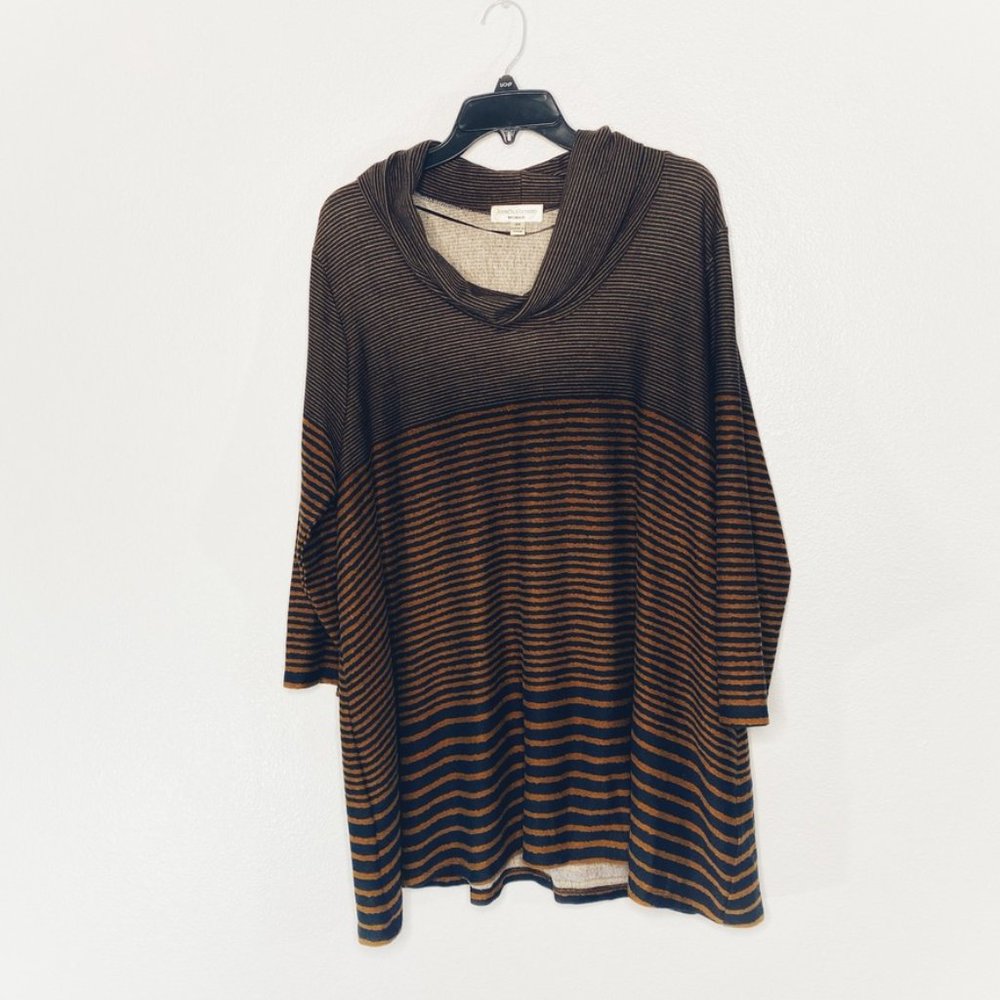 NWT John Paul Richard Plus Cowl Neck Striped Tunic